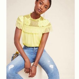 Anthropologie ATSU short sleeve ruffle Blouse S